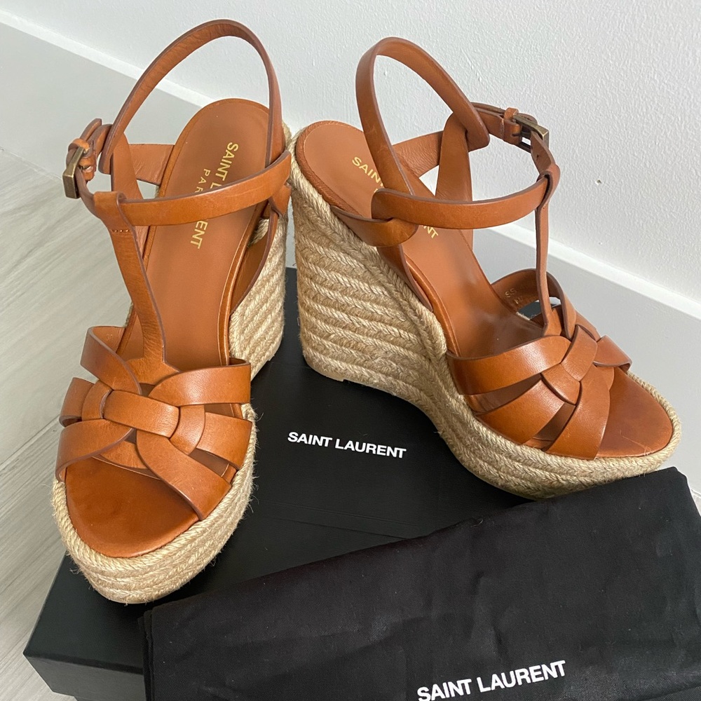 Saint Laurent Tribute leather wedges